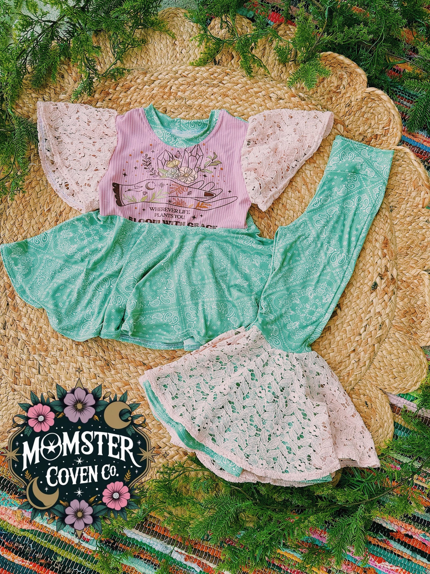 MYSTIC PEPLUM TOP WITH BELLBOTTOMS