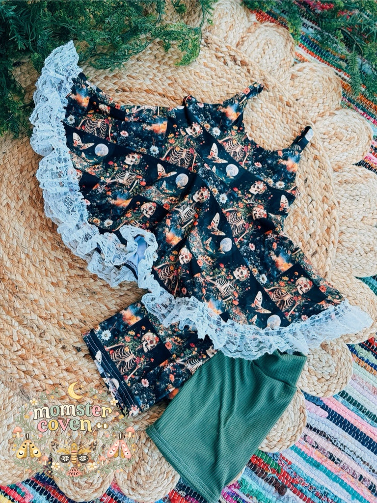 SKELLY NAPA PEPLUM TOP + BIKERS SET