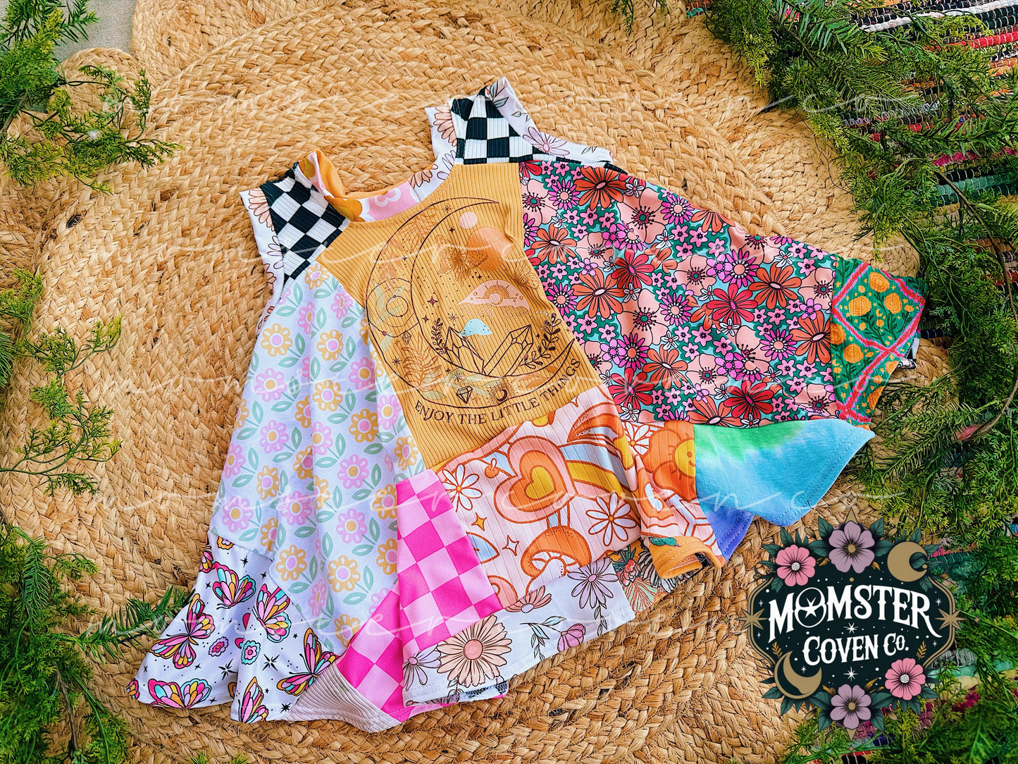 PATCH BABY DOLL TANK SLEEVE DRESS