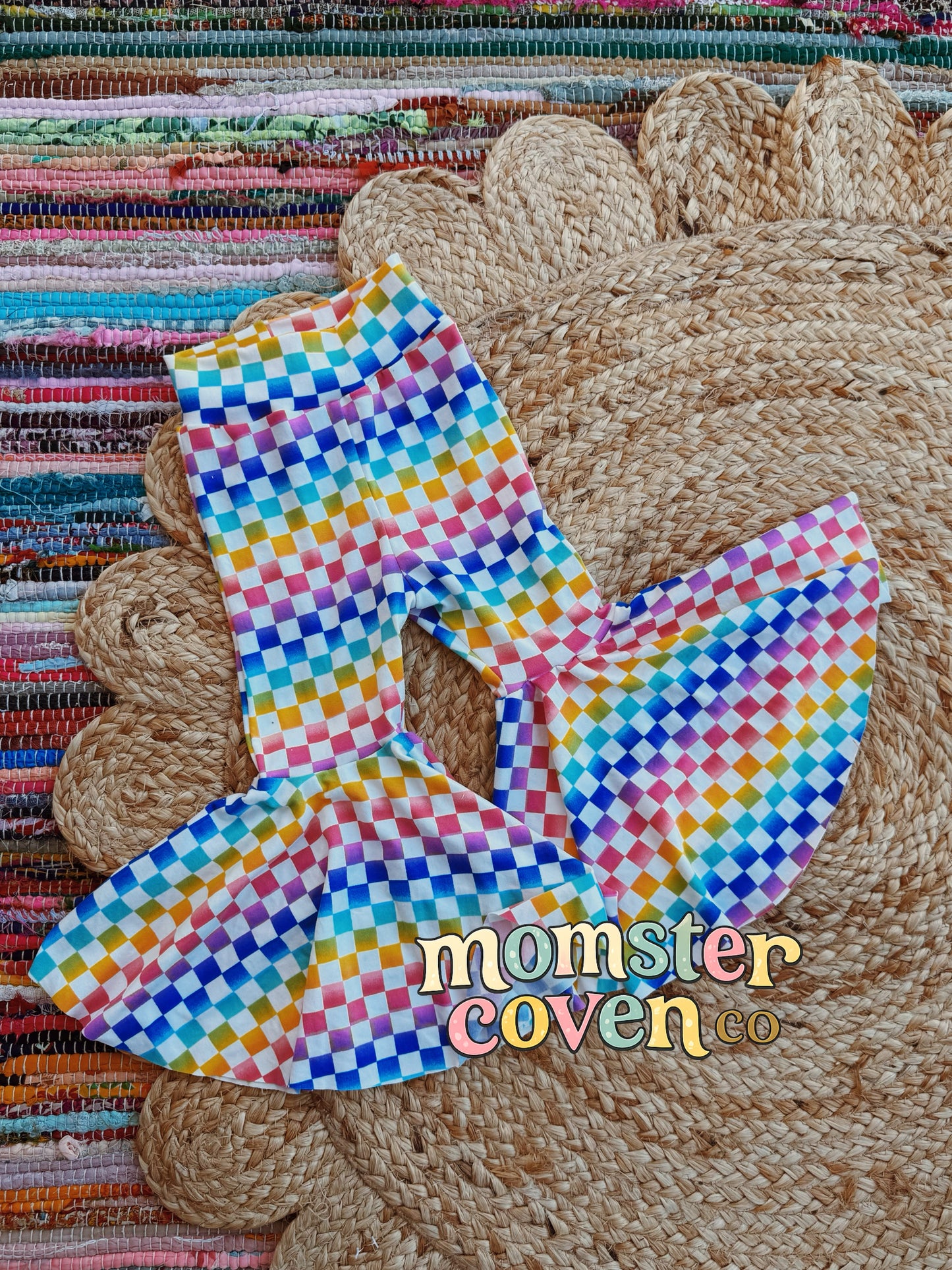 CHECKERED BELL BOTTOM PANTS