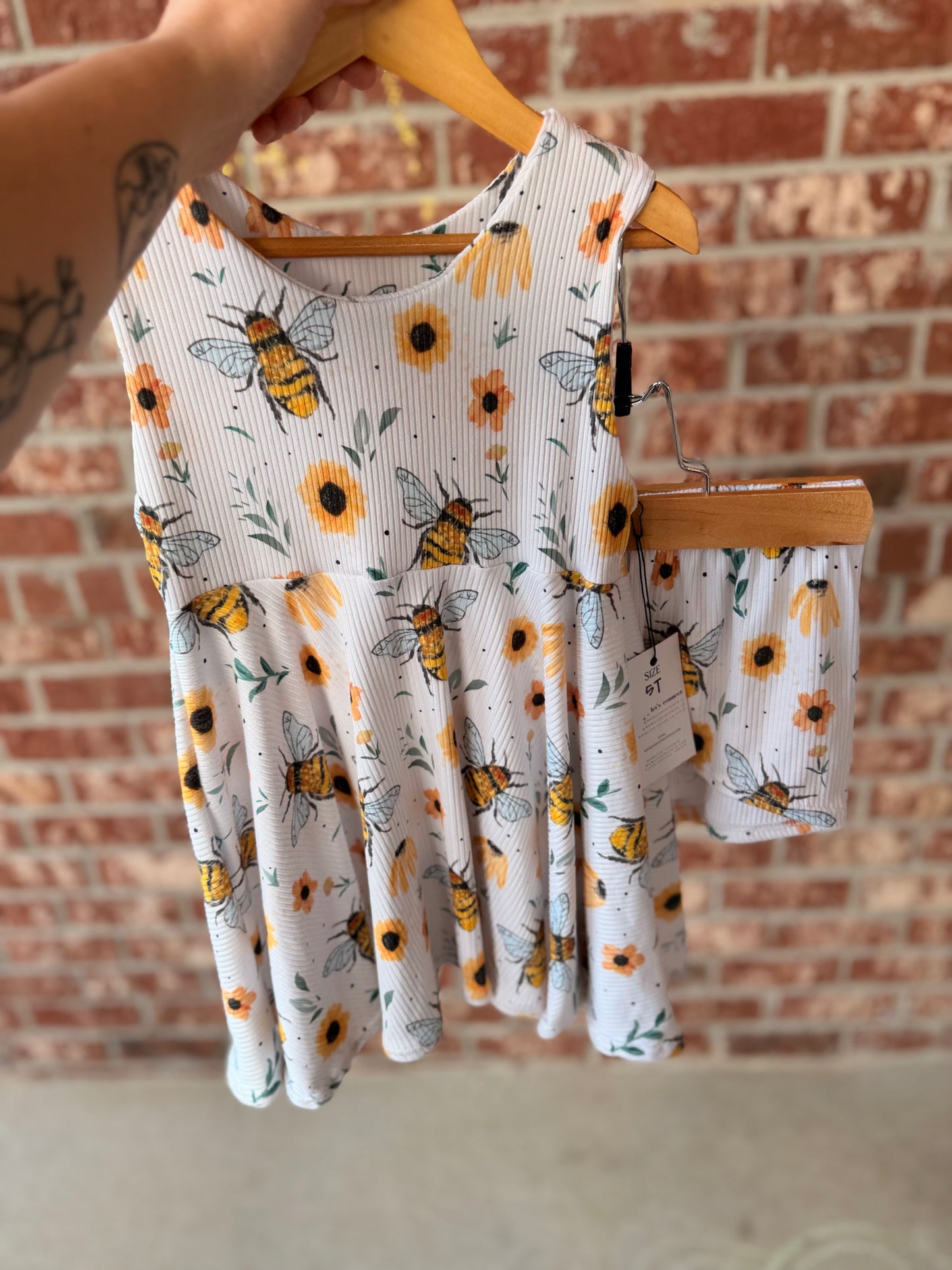 HONEY BEES TANK PEPLUM + SHORTS SET