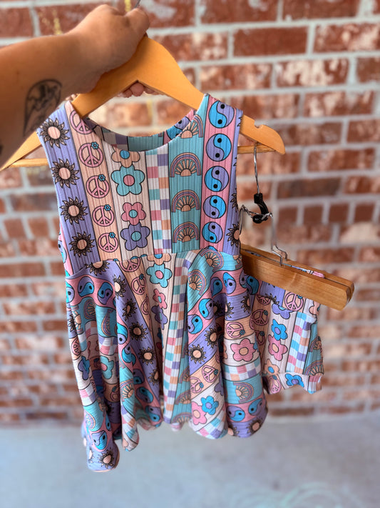 FLORAL YIN YANG TANK PEPLUM + BUMMIE SET